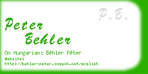 peter behler business card